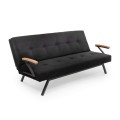 Zven Megapap three seater fabric sofa bed in black color 180x64x78cm.