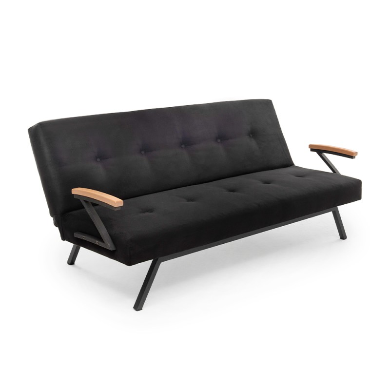 Zven Megapap three seater fabric sofa bed in black color 180x64x78cm.