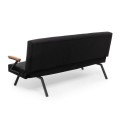 Zven Megapap three seater fabric sofa bed in black color 180x64x78cm.
