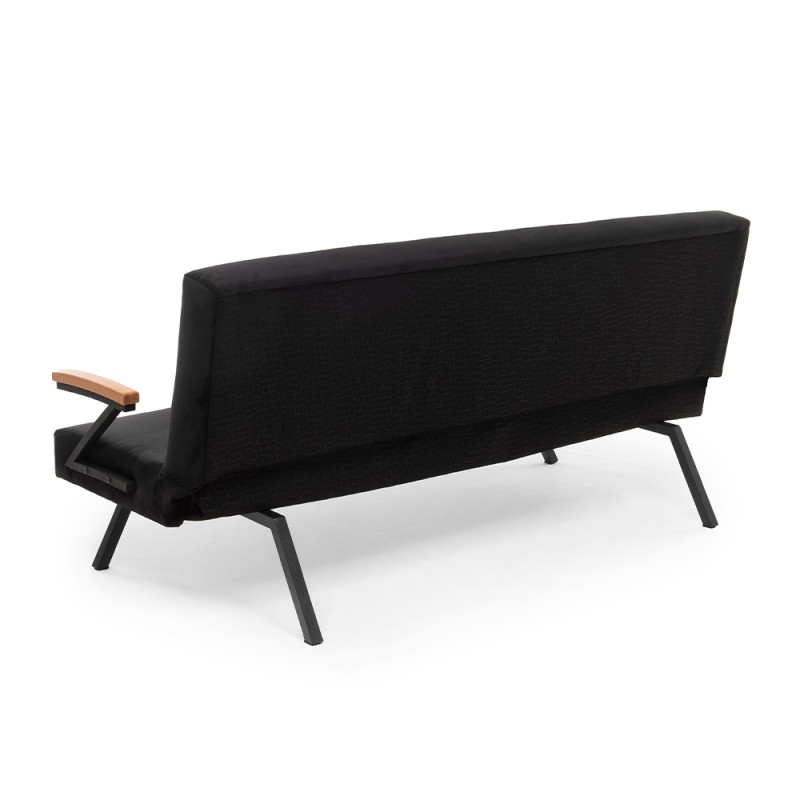 Zven Megapap three seater fabric sofa bed in black color 180x64x78cm.