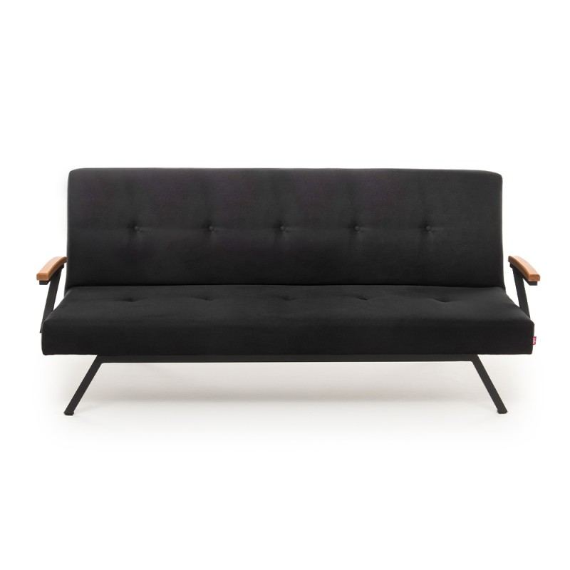 Zven Megapap three seater fabric sofa bed in black color 180x64x78cm.