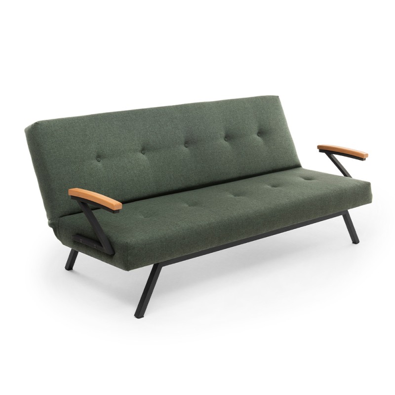 Zven Megapap three seater fabric sofa bed in green color 180x64x78cm.