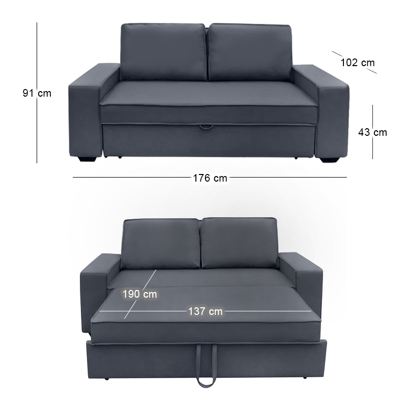 ALISON Sofabed Pu Anthracite