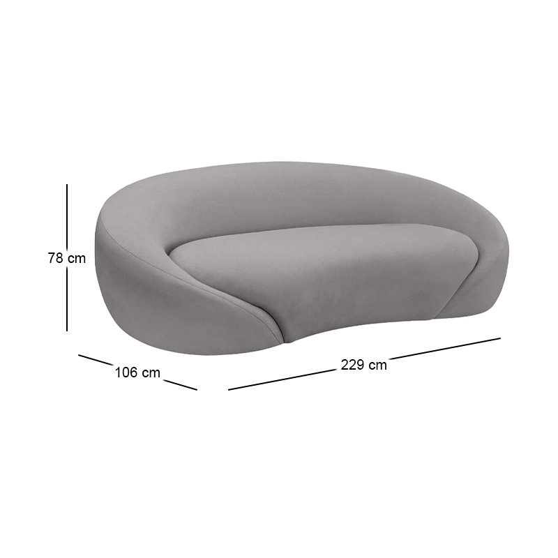 RAMON 3-Seater Sofa Grey Fabric