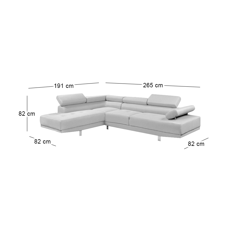 SECTOR Left Facing Corner Sofa Pu White