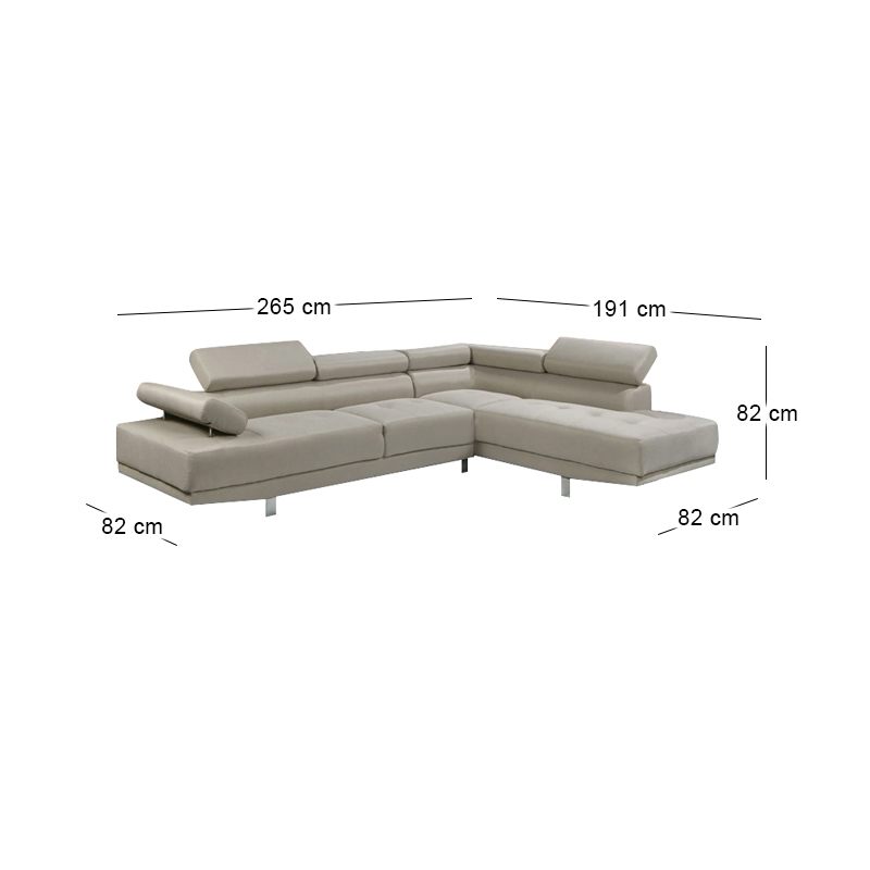 SECTOR Right Facing Corner Sofa Fabric Beige
