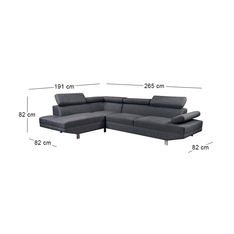 SECTOR Left Facing Corner Sofa Fabric Anthracite