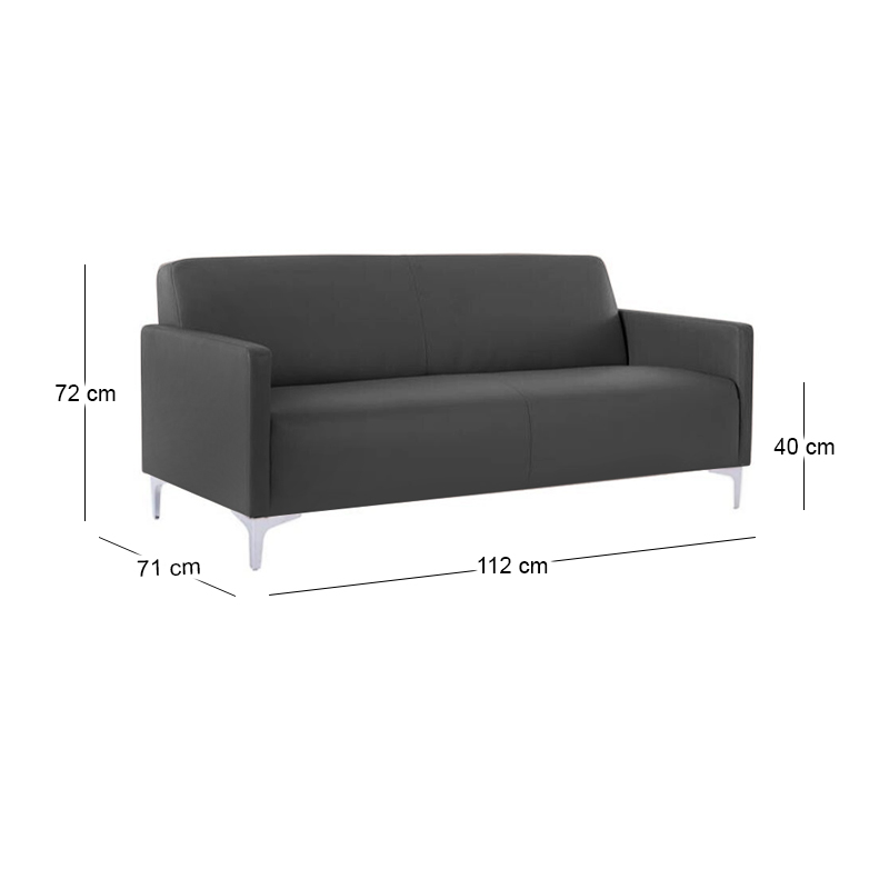 Καναπές STYLE διθέσιος τεχνόδερμα Pu χρώμα μαύρο 112x71x72εκ.