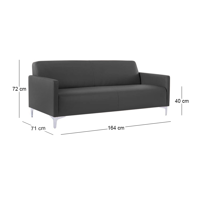 STYLE 3-Seater K/D Sofa Black Pu