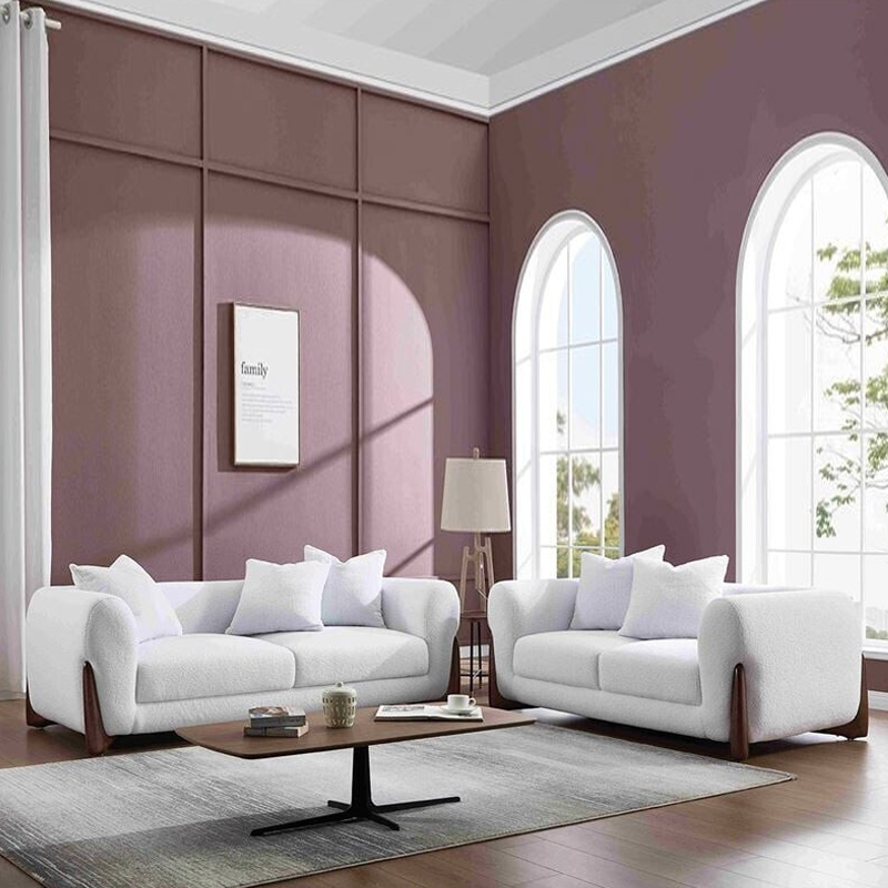 KANSAS Sofa Set (2+3) Teddy White Fabric