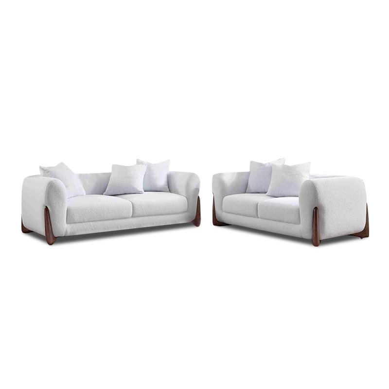 KANSAS Sofa Set (2+3) Teddy White Fabric