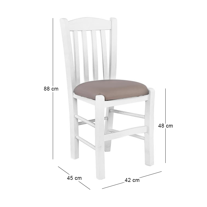 CASA Beech Chair Impregnation Lacquer White/Pu Cappuccino
