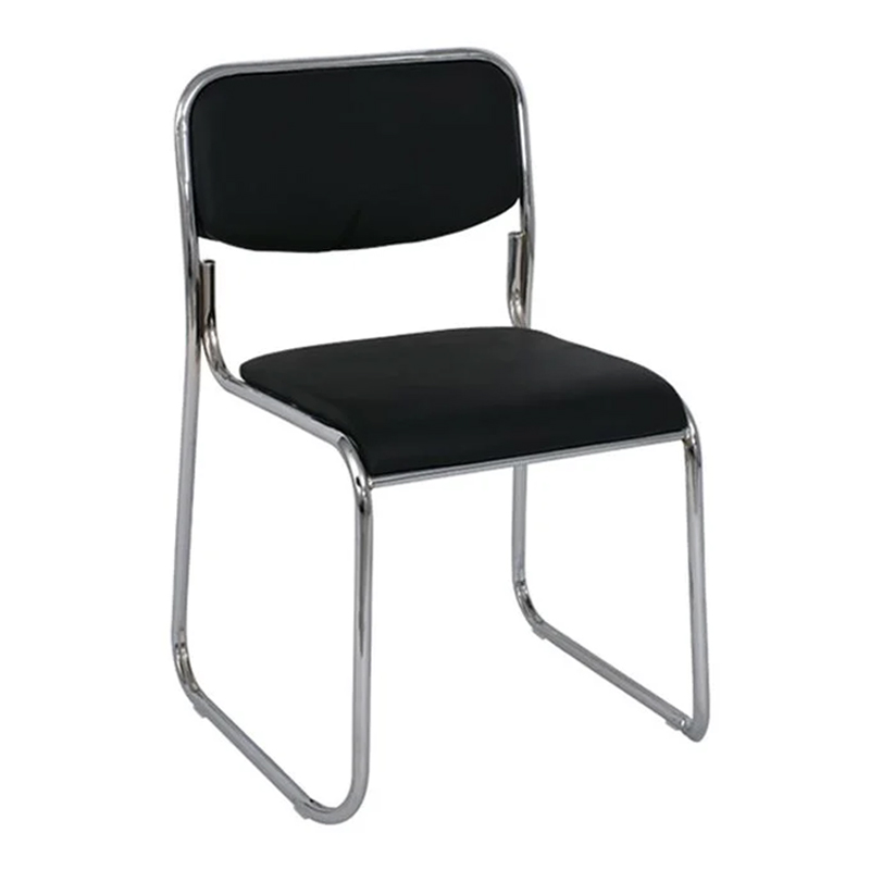 CAMPUS-W Chair/Chromed Frame/Black Pu