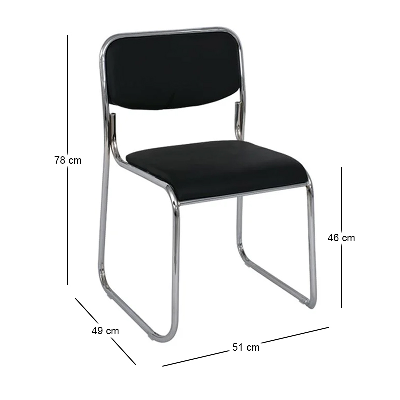 CAMPUS-W Chair/Chromed Frame/Black Pu