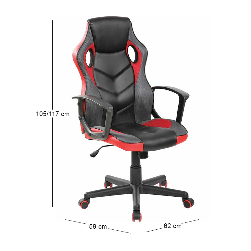 BF7700 Bucket Manager Armchair Mesh&Pu Black/Red