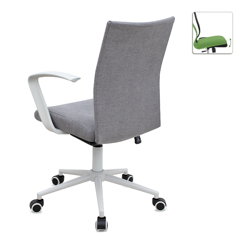 Berlin Megapap office chair with linen fabric in grey - white color 64x63x89/96cm.