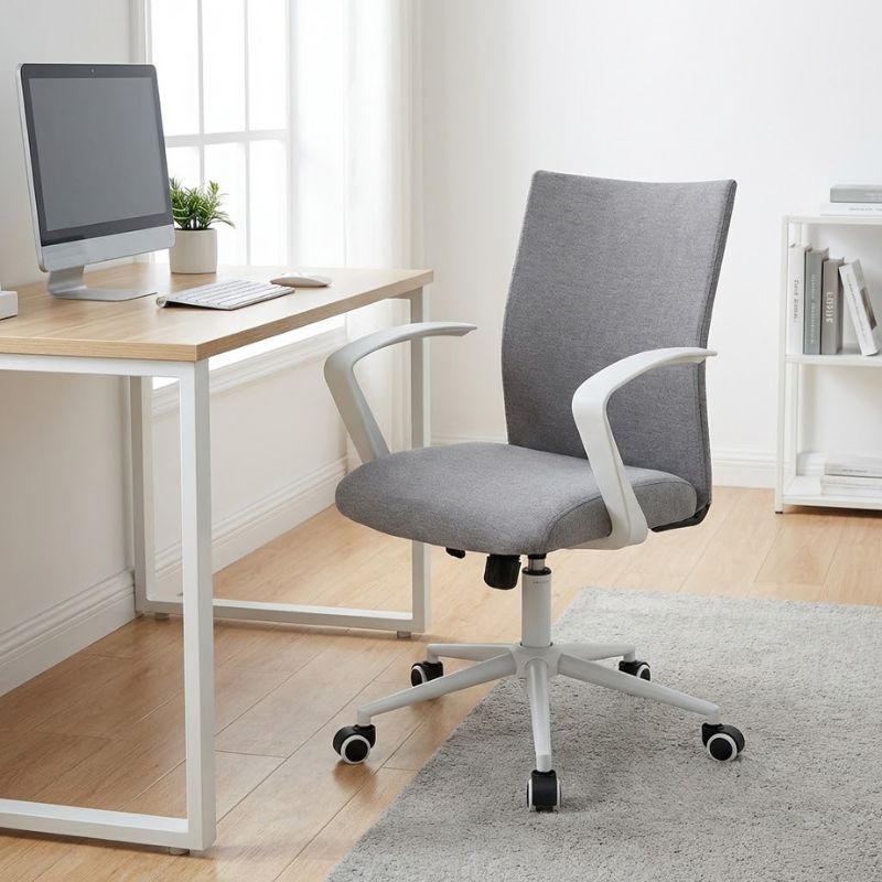 Berlin Megapap office chair with linen fabric in grey - white color 64x63x89/96cm.