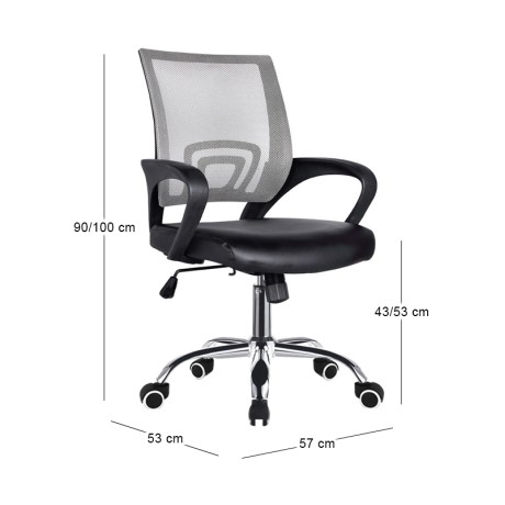 Καρέκλα γραφείου BF2101-F ύφασμα Mesh χρώμα γκρι - μαύρο 57x53x90-100εκ.