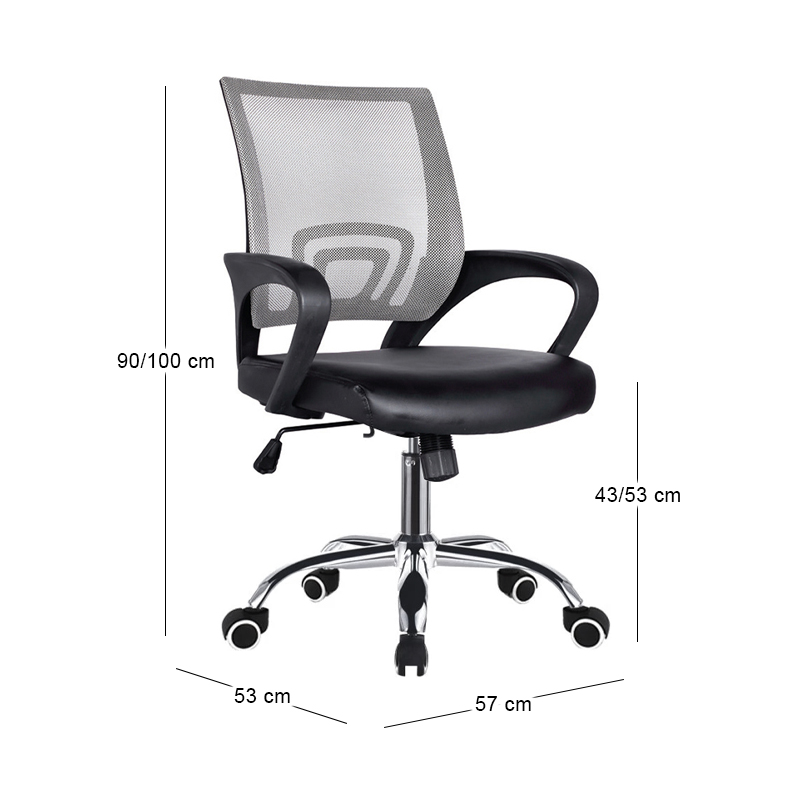 BF2101-F (with relax) Office Armchair Chrome/Grey-Black Mesh (1pc)