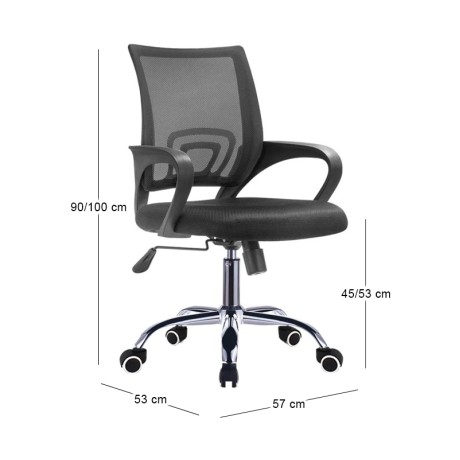 BF2101-F (with relax) Office Armchair Chrome/Black Mesh (1pc)