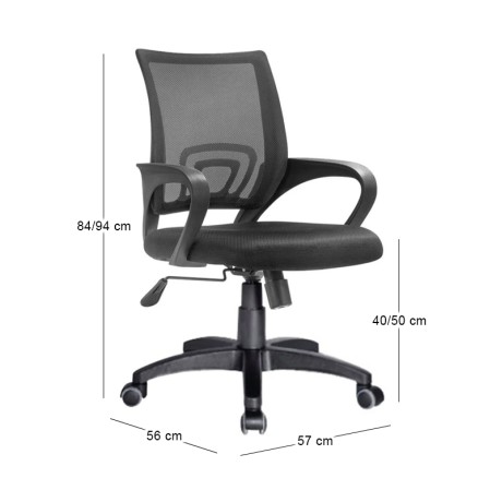 Καρέκλα γραφείου BF2101 Pro ύφασμα Mesh - τεχνόδερμα χρώμα μαύρο 57x56x84-94εκ.