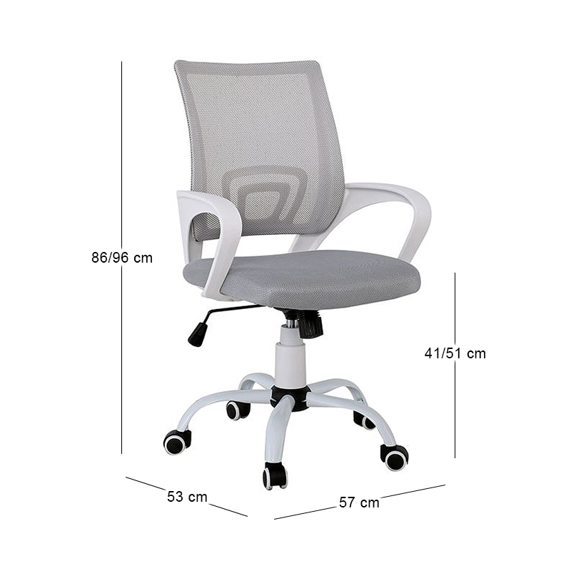 BF2101-S (with relax) Office Chair White Steel Base/Grey Mesh