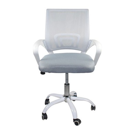 Καρέκλα γραφείου BF2101-SW ύφασμα Mesh χρώμα γκρι - λευκό 57x53x90-100εκ.