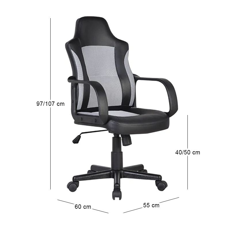 BF2850 Manager Armchair Grey Mesh/Black Pu