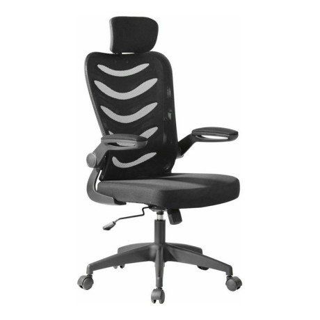 Manager armchair with Mesh fabric in black color 61x65x118/128cm.