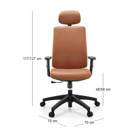 Καρέκλα γραφείου BF8200 τεχνόδερμα χρώμα camel 70x70x117/127εκ.