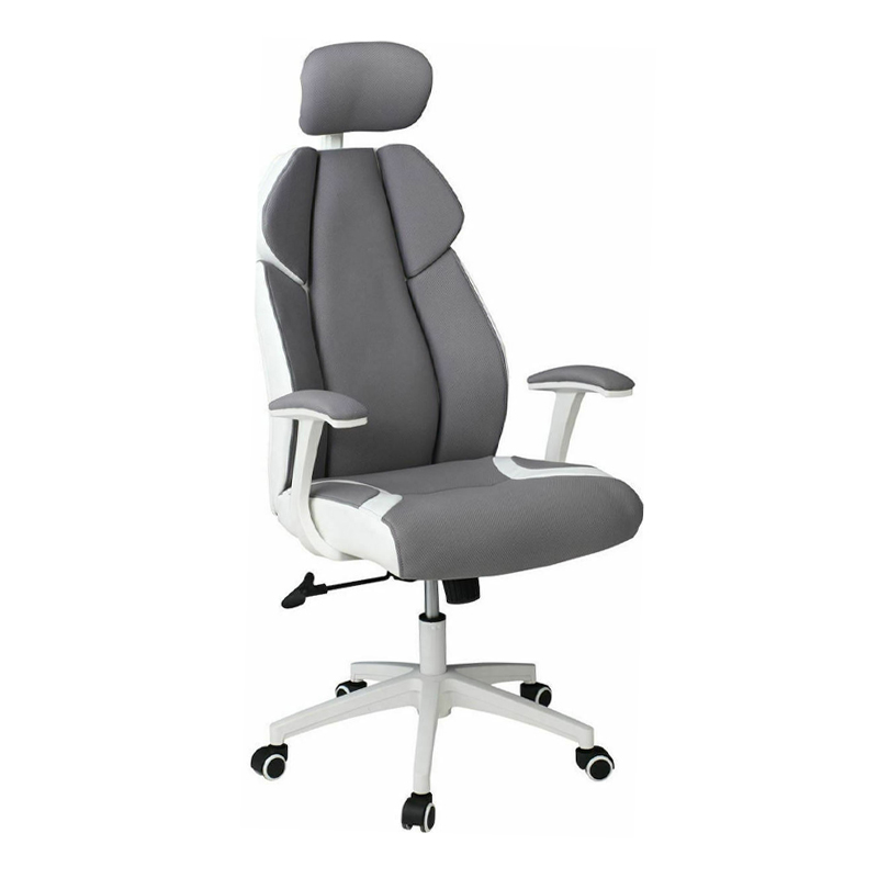 Καρέκλα διευθυντή Microfiber/τεχνόδερμα Pu χρώμα γκρι/λευκό 64x72x122/130εκ.