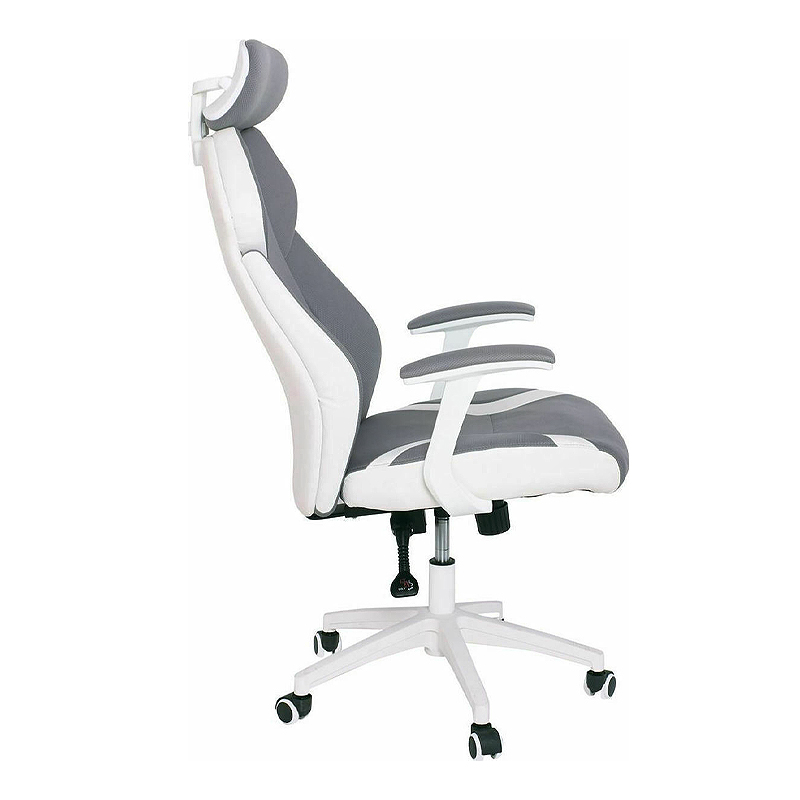 Καρέκλα διευθυντή Microfiber/τεχνόδερμα Pu χρώμα γκρι/λευκό 64x72x122/130εκ.