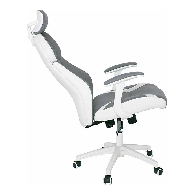 Καρέκλα διευθυντή Microfiber/τεχνόδερμα Pu χρώμα γκρι/λευκό 64x72x122/130εκ.