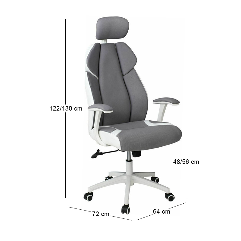 Καρέκλα διευθυντή Microfiber/τεχνόδερμα Pu χρώμα γκρι/λευκό 64x72x122/130εκ.