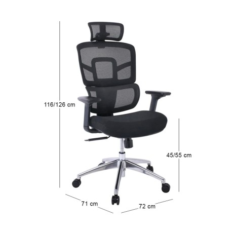 Καρέκλα γραφείου BF8400 ύφασμα mesh χρώμα μαύρο 72x71x116/126εκ.