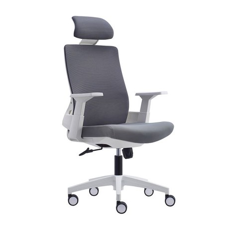 BF8900 Manager Armchair White/Mesh-Fabric Grey