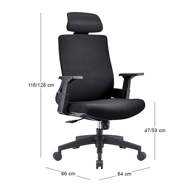 BF8900 Πολυθρόνα Διευθυντή Μαύρο Mesh/Ύφασμα