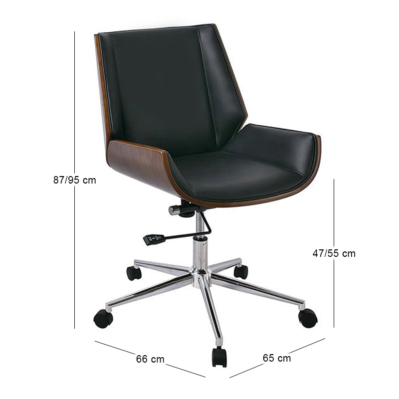 BF9860 Office Chair Walnut/Pu Black
