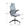Belora Megapap office chair with Mesh fabric in grey color 63.5x62x117/127cm.
