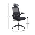 Belora Megapap office chair with Mesh fabric in black color 63.5x62x117/127cm.