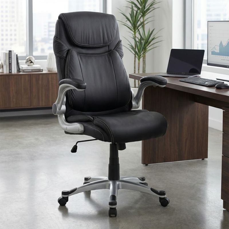 Gustavo Megapap office chair with PU leather in black color 69x65x116/126cm.