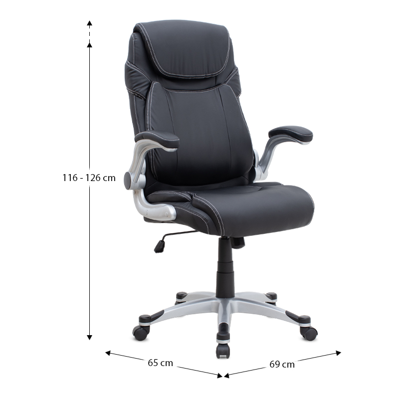 Gustavo Megapap office chair with PU leather in black color 69x65x116/126cm.