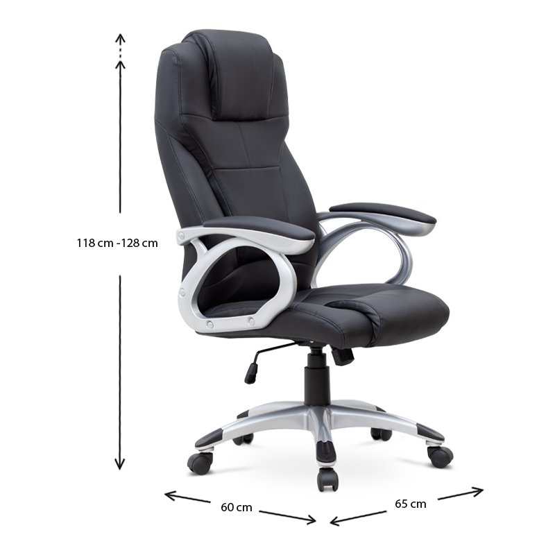 Luca Megapap office chair PU leather in black color 65x60x118/128cm.