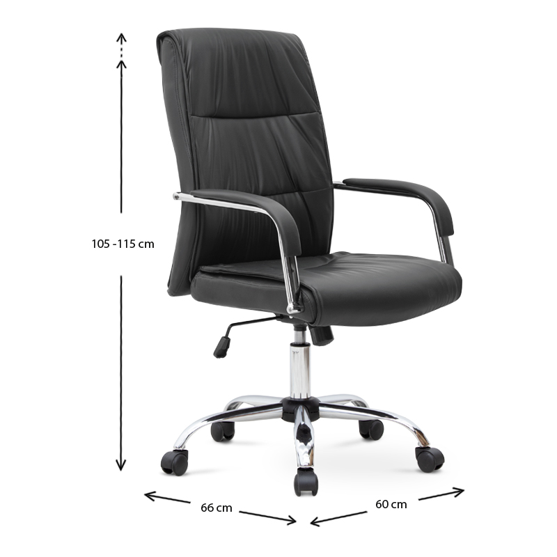 Matteo Megapap office chair PU leather in black color 60x66x105/115cm.