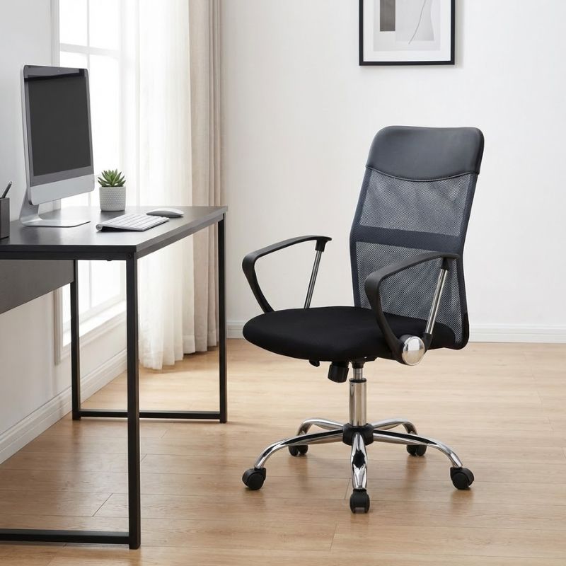 Franco Megapap office chair with Mesh fabric in grey - black color 59x57x95/105cm.