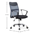 Franco Megapap office chair with Mesh fabric in grey - black color 59x57x95/105cm.