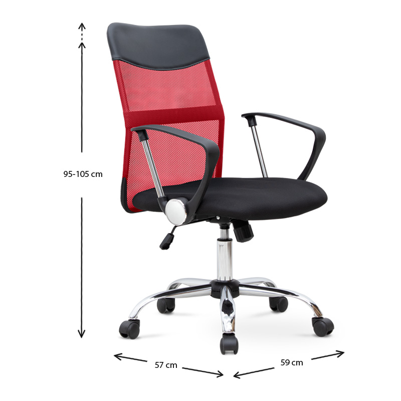 Franco Megapap office chair with Mesh fabric in red - black color 59x57x95/105cm.