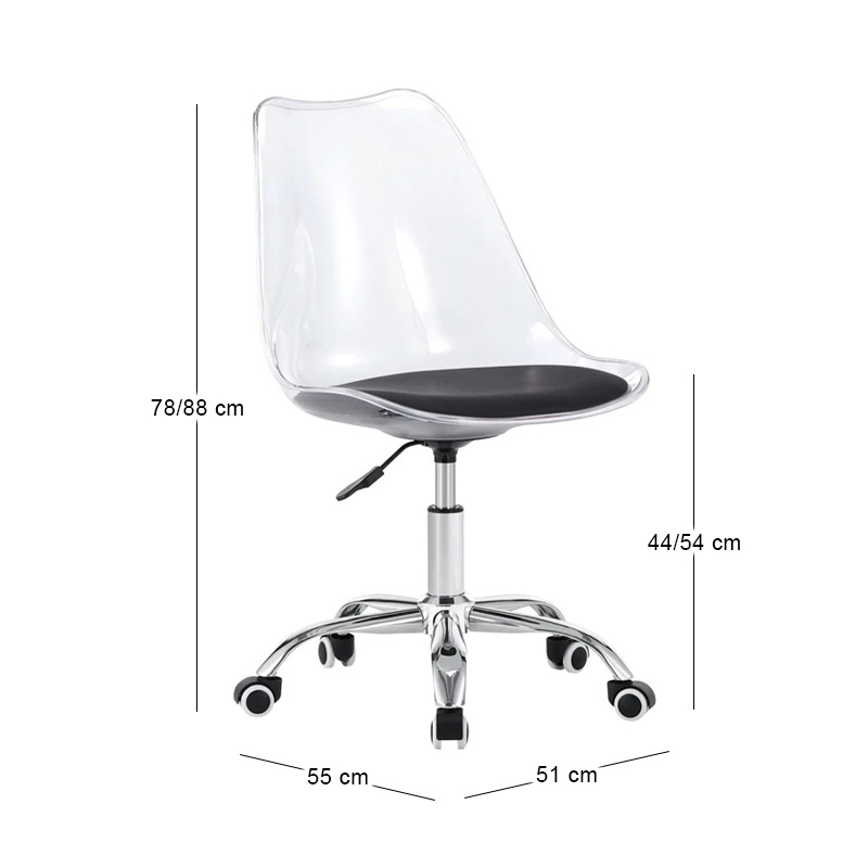MARTIN Office Chair PET Clear/Pu Black (assembled cushion)