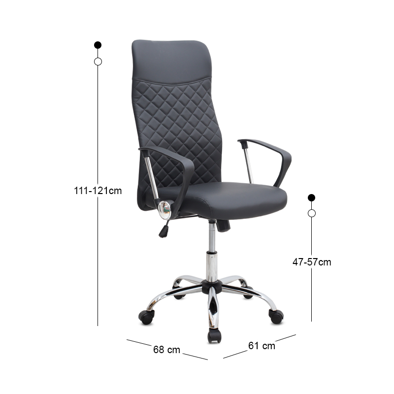 Novaro Megapap office chair with PU leather in black color 61x68x111/121cm.
