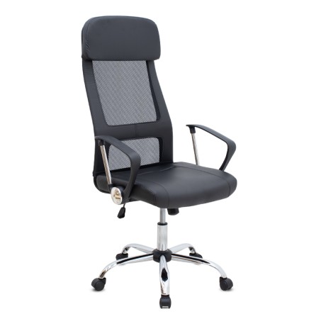 Ovis Megapap office chair with PU and Mesh fabric in black color 63x63x119/129cm.